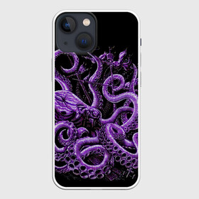 Чехол для iPhone 13 mini с принтом Фиолетовый Кракен ,  |  | animal | beast | kraken | ocean | octopus | sea | ship | water | вода | животные | звери | корабль | кракен | море | океан | осьминог | рыбы | щупальца