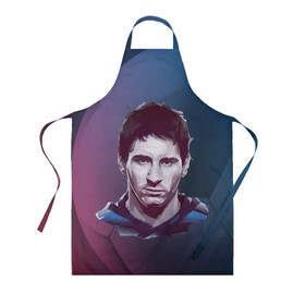 Фартук 3D с принтом Барса , 100% полиэстер | общий размер — 65 х 85 см, ширина нагрудника — 26 см, горловина — 53 см, длина завязок — 54 см, общий обхват в поясе — 173 см. Принт на завязках и на горловине наносится с двух сторон, на основной части фартука — только с внешней стороны | арт | месси | мяч | спорт | футбол | футболист