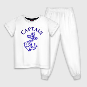 Детская пижама хлопок с принтом Капитан бросил якорь , 100% хлопок |  брюки и футболка прямого кроя, без карманов, на брюках мягкая резинка на поясе и по низу штанин
 | capitan | captain | капитан | морской волк | якори