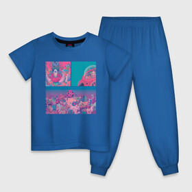 Детская пижама хлопок с принтом The water world of psychedelic , 100% хлопок |  брюки и футболка прямого кроя, без карманов, на брюках мягкая резинка на поясе и по низу штанин
 | abstraction | acid | colors | кислота | психоделика | цветной