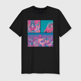 Мужская футболка хлопок Slim с принтом The water world of psychedelic , 92% хлопок, 8% лайкра | приталенный силуэт, круглый вырез ворота, длина до линии бедра, короткий рукав | abstraction | acid | colors | кислота | психоделика | цветной