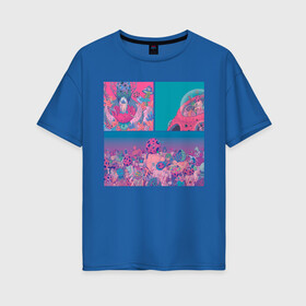 Женская футболка хлопок Oversize с принтом The water world of psychedelic , 100% хлопок | свободный крой, круглый ворот, спущенный рукав, длина до линии бедер
 | Тематика изображения на принте: abstraction | acid | colors | кислота | психоделика | цветной