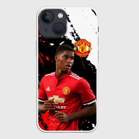 Чехол для iPhone 13 mini с принтом Manchester United: Рашфорд. ,  |  | fc | fcmu | football | football club | manchester united | marcus rashford | red devils | sport | красные дьяволы | манчестер юнайтед | маркус рашфорд | спорт | фк | фкмю | футбол | футбольный клуб