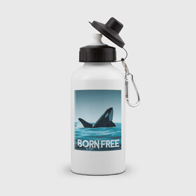 Бутылка спортивная с принтом рожденная свободной , металл | емкость — 500 мл, в комплекте две пластиковые крышки и карабин для крепления | Тематика изображения на принте: ocean | orca | sea | sea animal | дельфин | касатка | кит | море | океан | рисунок кита