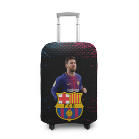 Чехол для чемодана 3D с принтом Barcelona: Лионель Месси. , 86% полиэфир, 14% спандекс | двустороннее нанесение принта, прорези для ручек и колес | barca | barcelona | fc barca | lionel messi | барка | барселона | лионель месси