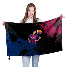 Флаг 3D с принтом Barcelona Луис Суарес , 100% полиэстер | плотность ткани — 95 г/м2, размер — 67 х 109 см. Принт наносится с одной стороны | barca | barcelona | fc barca | luis suarez | барка | барселона | луис суарес
