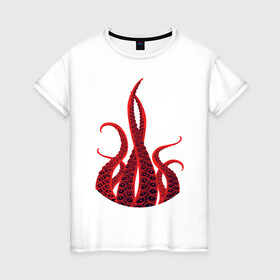 Женская футболка хлопок с принтом Octopus Осьминог , 100% хлопок | прямой крой, круглый вырез горловины, длина до линии бедер, слегка спущенное плечо | animal | beast | kraken | ocean | octopus | sea | ship | water | вода | животные | звери | кракен | море | океан | осьминог | рыбы | щупальца