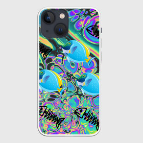 Чехол для iPhone 13 mini с принтом Life cycle ,  |  | acid | colors | fish | life | ocean | море | океан | рыба