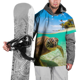 Накидка на куртку 3D с принтом Морская черепашка , 100% полиэстер |  | отдых | пляж | черепашка под водой