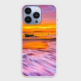Чехол для iPhone 13 Pro с принтом Закат на пляже ,  |  | закат | лето | лодка на берегу | пляж