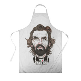 Фартук 3D с принтом Андреа Пирло , 100% полиэстер | общий размер — 65 х 85 см, ширина нагрудника — 26 см, горловина — 53 см, длина завязок — 54 см, общий обхват в поясе — 173 см. Принт на завязках и на горловине наносится с двух сторон, на основной части фартука — только с внешней стороны | andrea pirlo | fc juventus | андреа пирло | итальянский | тренер | фк ювентус | футболист