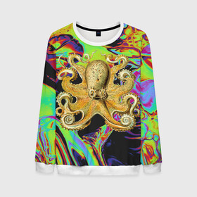 Мужской свитшот 3D с принтом Octopus Ink , 100% полиэстер с мягким внутренним слоем | круглый вырез горловины, мягкая резинка на манжетах и поясе, свободная посадка по фигуре | Тематика изображения на принте: abstraction | acid | kraken | ocean | octopus | sea | море | осьминог
