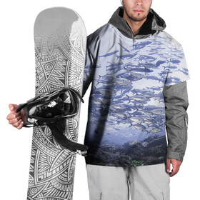Накидка на куртку 3D с принтом Косяк рыбы , 100% полиэстер |  | дно морское | коралловые | кораллы | косяк рыбы | море | подводный мир | рыбки