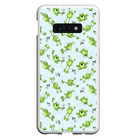 Чехол для Samsung S10E с принтом Веселые лягушки , Силикон | Область печати: задняя сторона чехла, без боковых панелей | веселая лягушка | лягушка | лягушки | ромашки