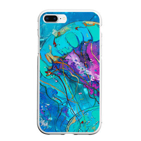 Чехол для iPhone 7Plus/8 Plus матовый с принтом Красочная медуза , Силикон | Область печати: задняя сторона чехла, без боковых панелей | красочная медуза | медуза | медуза в море