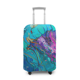 Чехол для чемодана 3D с принтом Красочная медуза , 86% полиэфир, 14% спандекс | двустороннее нанесение принта, прорези для ручек и колес | красочная медуза | медуза | медуза в море