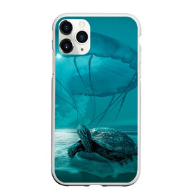 Чехол для iPhone 11 Pro матовый с принтом Медуза и черепаха , Силикон |  | медуза | медуза в море | черепаха