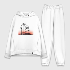 Женский костюм хлопок Oversize с принтом palm tree ,  |  | beach | ocean | palm trees | sea | summer | sun | sunset | vacation | закат | лето | море | океан | отдых | отпуск | пальмы | пляж | солнце
