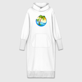 Платье удлиненное хлопок с принтом palm beach ,  |  | beach | ocean | palm trees | sea | summer | sun | sunset | vacation | закат | лето | море | океан | отдых | отпуск | пальмы | пляж | солнце