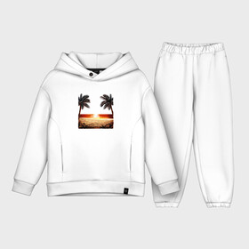 Детский костюм хлопок Oversize с принтом ЗАКАТ МОРЕ ,  |  | beach | ocean | palm trees | sea | summer | sun | sunset | vacation | закат | лето | море | океан | отдых | отпуск | пальмы | песок | пляж | солнце