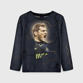 Детский лонгслив 3D с принтом  Iker Casillas , 100% полиэстер | длинные рукава, круглый вырез горловины, полуприлегающий силуэт
 | casillas | football | iker | iker casillas | porto | real | real madrid | vdkarsvet | икер | икер касильяс | касильяс | потру | реал | реал мадрид | футбол