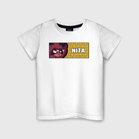Детская футболка хлопок с принтом NITA (ПЛАШКА) , 100% хлопок | круглый вырез горловины, полуприлегающий силуэт, длина до линии бедер | android | brawl | brawl stars | clash | game | nite | stars | андроид | игра | мобильные игры | нита
