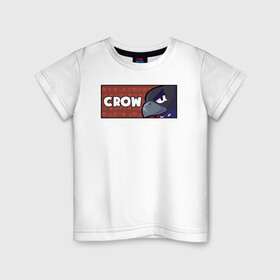 Детская футболка хлопок с принтом CROW (ПЛАШКА) , 100% хлопок | круглый вырез горловины, полуприлегающий силуэт, длина до линии бедер | Тематика изображения на принте: android | brawl | brawl stars | clash | crow | game | stars | андроид | ворон | игра | мобильные игры