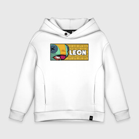 Детское худи Oversize хлопок с принтом LEON (ПЛАШКА) , френч-терри — 70% хлопок, 30% полиэстер. Мягкий теплый начес внутри —100% хлопок | боковые карманы, эластичные манжеты и нижняя кромка, капюшон на магнитной кнопке | android | brawl | brawl stars | clash | game | leon | stars | андроид | игра | леон | мобильные игры