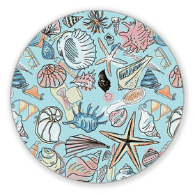 Коврик для мышки круглый с принтом Морские обитатели , резина и полиэстер | круглая форма, изображение наносится на всю лицевую часть | звезды | морские животные | морские обитатели | очки | пляжный отдых | ракушки | расческа | улитки