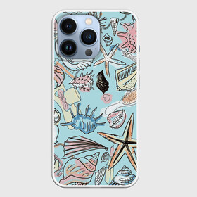 Чехол для iPhone 13 Pro с принтом Морские обитатели ,  |  | звезды | морские животные | морские обитатели | очки | пляжный отдых | ракушки | расческа | улитки