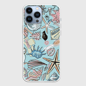 Чехол для iPhone 13 Pro Max с принтом Морские обитатели ,  |  | звезды | морские животные | морские обитатели | очки | пляжный отдых | ракушки | расческа | улитки