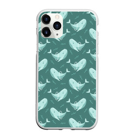 Чехол для iPhone 11 Pro матовый с принтом Киты , Силикон |  | whale | кит | киты | море | океан | паттерн