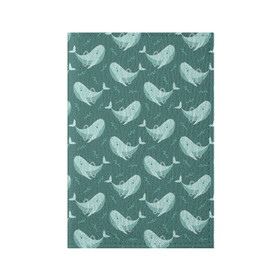 Обложка для паспорта матовая кожа с принтом Киты , натуральная матовая кожа | размер 19,3 х 13,7 см; прозрачные пластиковые крепления | whale | кит | киты | море | океан | паттерн