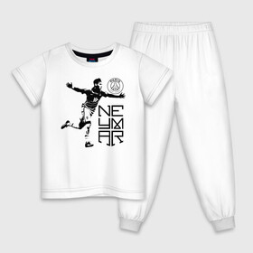 Детская пижама хлопок с принтом NEYMAR Paris Saint-Germain , 100% хлопок |  брюки и футболка прямого кроя, без карманов, на брюках мягкая резинка на поясе и по низу штанин
 | Тематика изображения на принте: brazil | champions | fifa | junior | neymar | neymar jr | paris saint germain | psg | uefa | бразилия | джуниор | младший | наймар | неймар | пари сен жермен | петух | псж | сборная бразилии | уефа | фифа | футбик | футбол 
