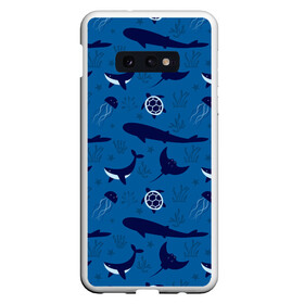 Чехол для Samsung S10E с принтом Подводный мир , Силикон | Область печати: задняя сторона чехла, без боковых панелей | whale | акулы | кит | киты | медуза | медузы | море | морские | океан | паттерн | подводный | скаты | черепаха | черепахами
