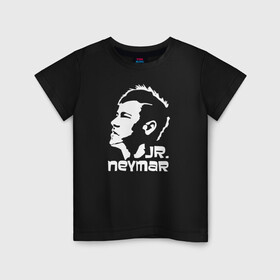 Детская футболка хлопок с принтом Jr.Neymar белый профиль , 100% хлопок | круглый вырез горловины, полуприлегающий силуэт, длина до линии бедер | Тематика изображения на принте: brazil | champions | fifa | junior | neymar | neymar jr | paris saint germain | psg | uefa | бразилия | джуниор | младший | наймар | неймар | пари сен жермен | петух | псж | сборная бразилии | уефа | фифа | футбик | футбол 