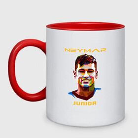 Кружка двухцветная с принтом Neymar Junior , керамика | объем — 330 мл, диаметр — 80 мм. Цветная ручка и кайма сверху, в некоторых цветах — вся внутренняя часть | brasil | brazil | football | france | neymar | psg | sport | бразилия | гол | кубок | мяч | неймар | псж | спорт | франция | футбол | футболист | чемпион