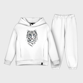 Детский костюм хлопок Oversize с принтом Белый тигр ,  |  | альфа | белый | дикие | дикий | животные | звери | зверь | кот | котик | крутой | полоски | принт | природа | самец | тигр | тигриныйкрасивый