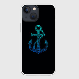 Чехол для iPhone 13 mini с принтом Navy. Anchor ,  |  | Тематика изображения на принте: anchor | fish | gradient | marine | mermaid | navy | ocean | octopus | sailor | sea | shark | ship | skull | treasure | whale | акула | градиент | кит | корабль | море | морской | моряк | океан | осьминог | русалка | рыба | сокровище | 