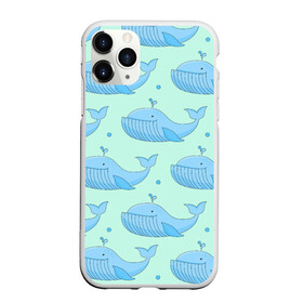 Чехол для iPhone 11 Pro матовый с принтом Киты , Силикон |  | whale | кит | киты | море | океан | паттерн
