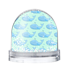 Игрушка Снежный шар с принтом Киты , Пластик | Изображение внутри шара печатается на глянцевой фотобумаге с двух сторон | whale | кит | киты | море | океан | паттерн
