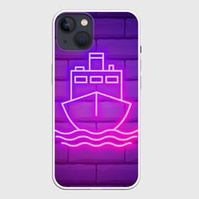 Чехол для iPhone 13 с принтом Судно неон ,  |  | neon | корабль | море | неон | неоновый | судно