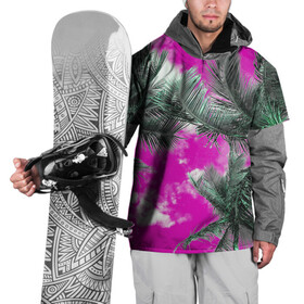 Накидка на куртку 3D с принтом Palms Glitch , 100% полиэстер |  | Тематика изображения на принте: glitch | palms | sky | trees | tropics