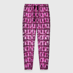 Мужские брюки 3D с принтом Pink Alligator , 100% полиэстер | манжеты по низу, эластичный пояс регулируется шнурком, по бокам два кармана без застежек, внутренняя часть кармана из мелкой сетки | alligator | crocodile | leather | scales | skin