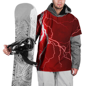 Накидка на куртку 3D с принтом Red Lightning , 100% полиэстер |  | energy | fire | lightning | storm | thunder
