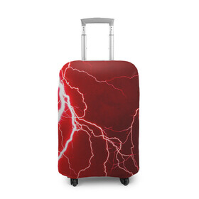 Чехол для чемодана 3D с принтом Red Lightning , 86% полиэфир, 14% спандекс | двустороннее нанесение принта, прорези для ручек и колес | energy | fire | lightning | storm | thunder