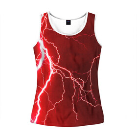 Женская майка 3D с принтом Red Lightning , 100% полиэстер | круглая горловина, прямой силуэт, длина до линии бедра | energy | fire | lightning | storm | thunder