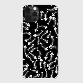 Чехол для iPhone 12 Pro Max с принтом Fishbones , Силикон |  | bone | fish | fishbone | дохлая рыба | кости | кость | море | паттерн | рыбий скелет | рыбки | рыбы | скелет