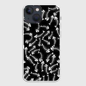 Чехол для iPhone 13 mini с принтом Fishbones ,  |  | bone | fish | fishbone | дохлая рыба | кости | кость | море | паттерн | рыбий скелет | рыбки | рыбы | скелет