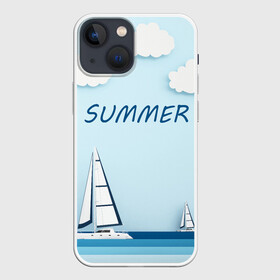 Чехол для iPhone 13 mini с принтом ПАРУСНИКИ | SUMMER (Z) ,  |  | ship | ships | summer | кораблик | кораблики | корабль | летняя | лето | лодочка | мореход | одинокая лодка | парусник | судно | яхта | яхты